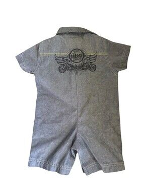 Genuine Dickies Baby Boys Mechanics Romper Blue One Piece 6/9 Months Motorcycles